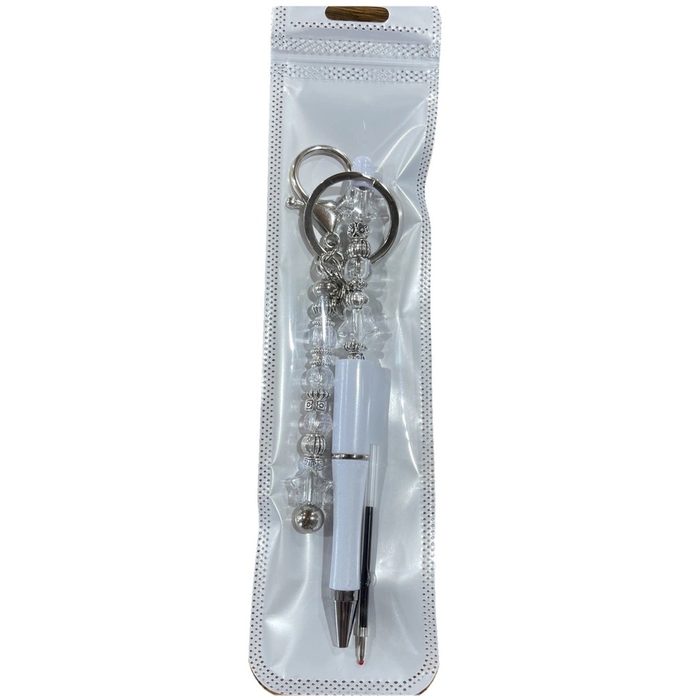 Decorated Multi Color Ink Pen‎ + Refill & Matching Key Chain Beaded Handmade NEW